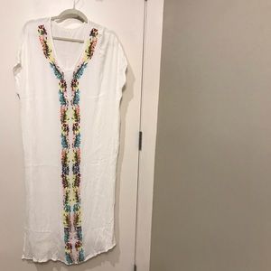 Linen embroidered beach cover-up. Never worn OS